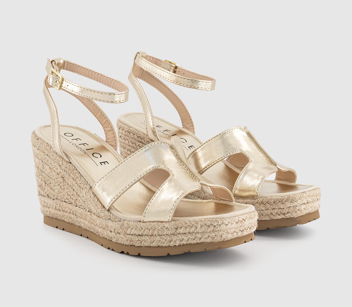 OFFICE Harbour Cut Out Espadrille Wedges Gold - High Heels