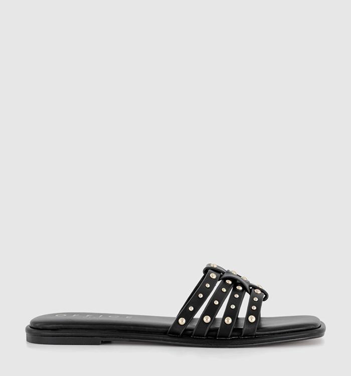 OFFICE Sawyer Stud Embellished Slides Black