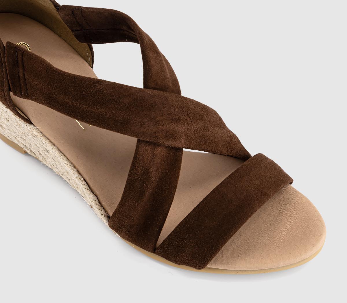 OFFICEMaiden Cross Strap Espadrille Wedge Heeled SandalsBrown Suede