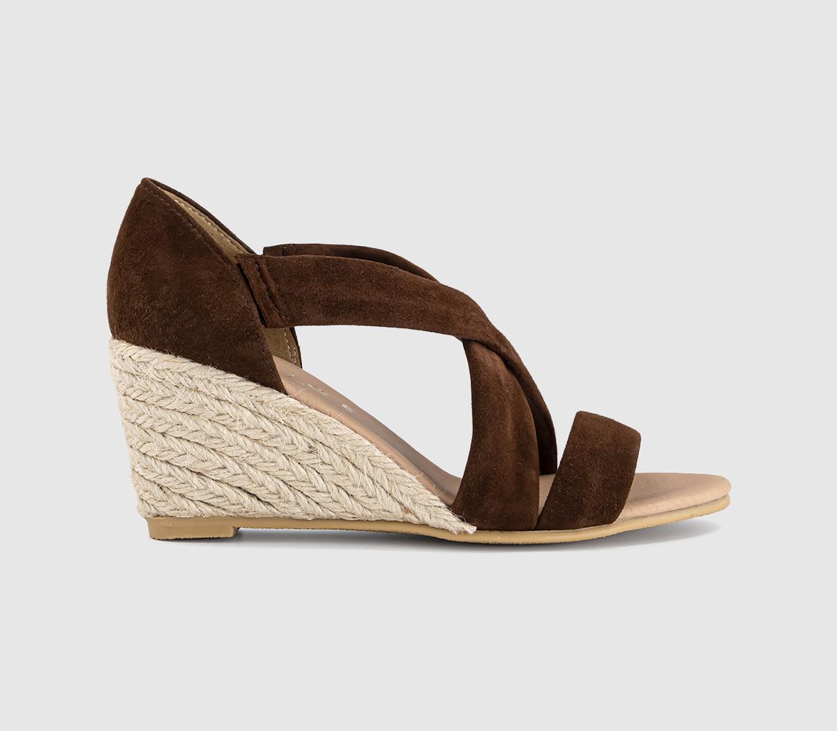 OFFICEMaiden Cross Strap Espadrille Wedge Heeled SandalsBrown Suede
