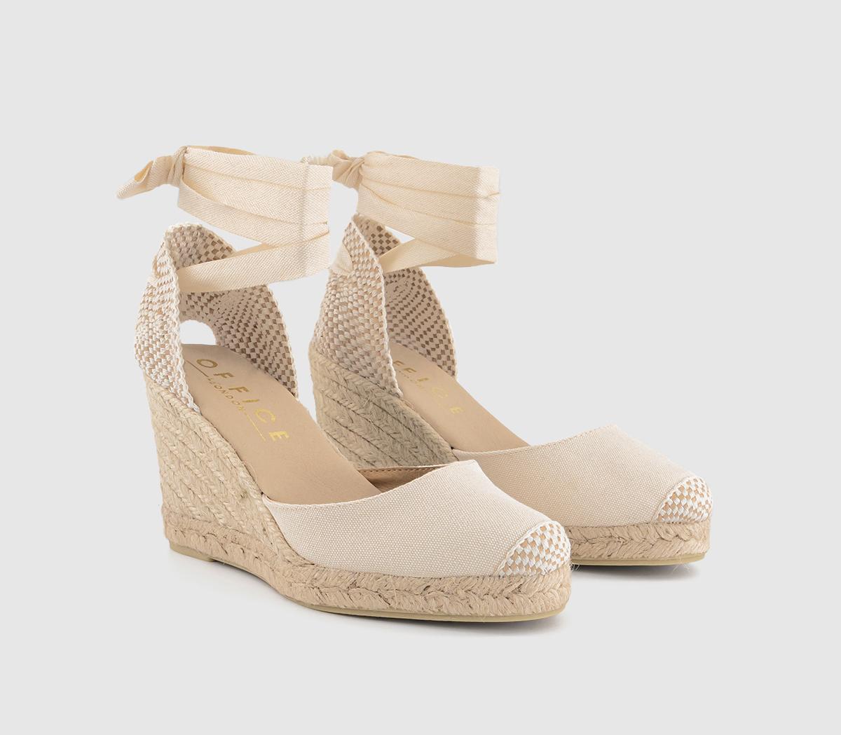 OFFICEMarmalade Ankle Tie Espadrille WedgesCream Canvas