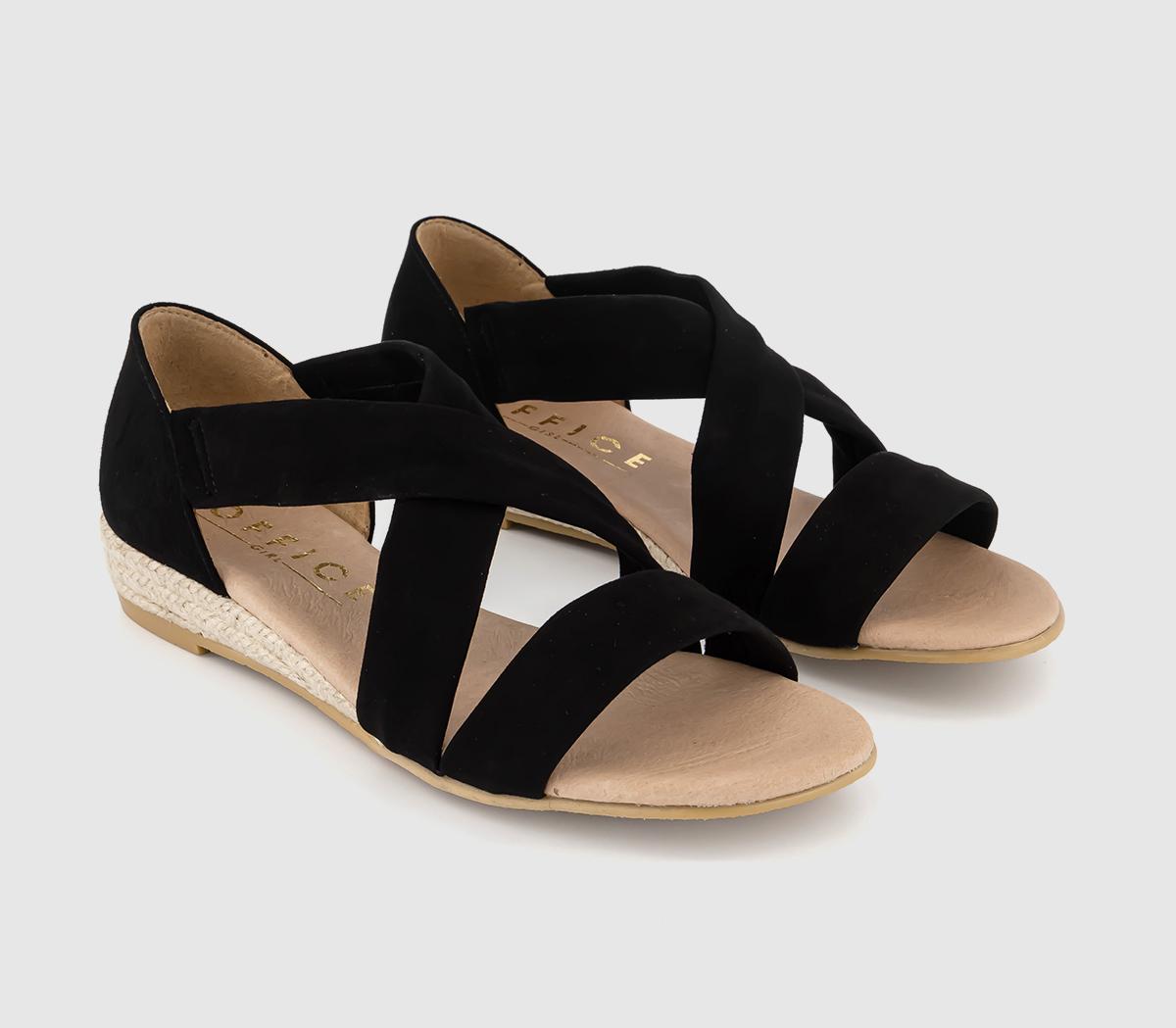 OFFICEHallie Cross Strap Espadrille SandalsBlack Suede