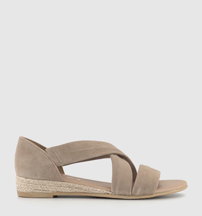 OFFICE Hallie Cross Strap Espadrille Sandals Camel Suede