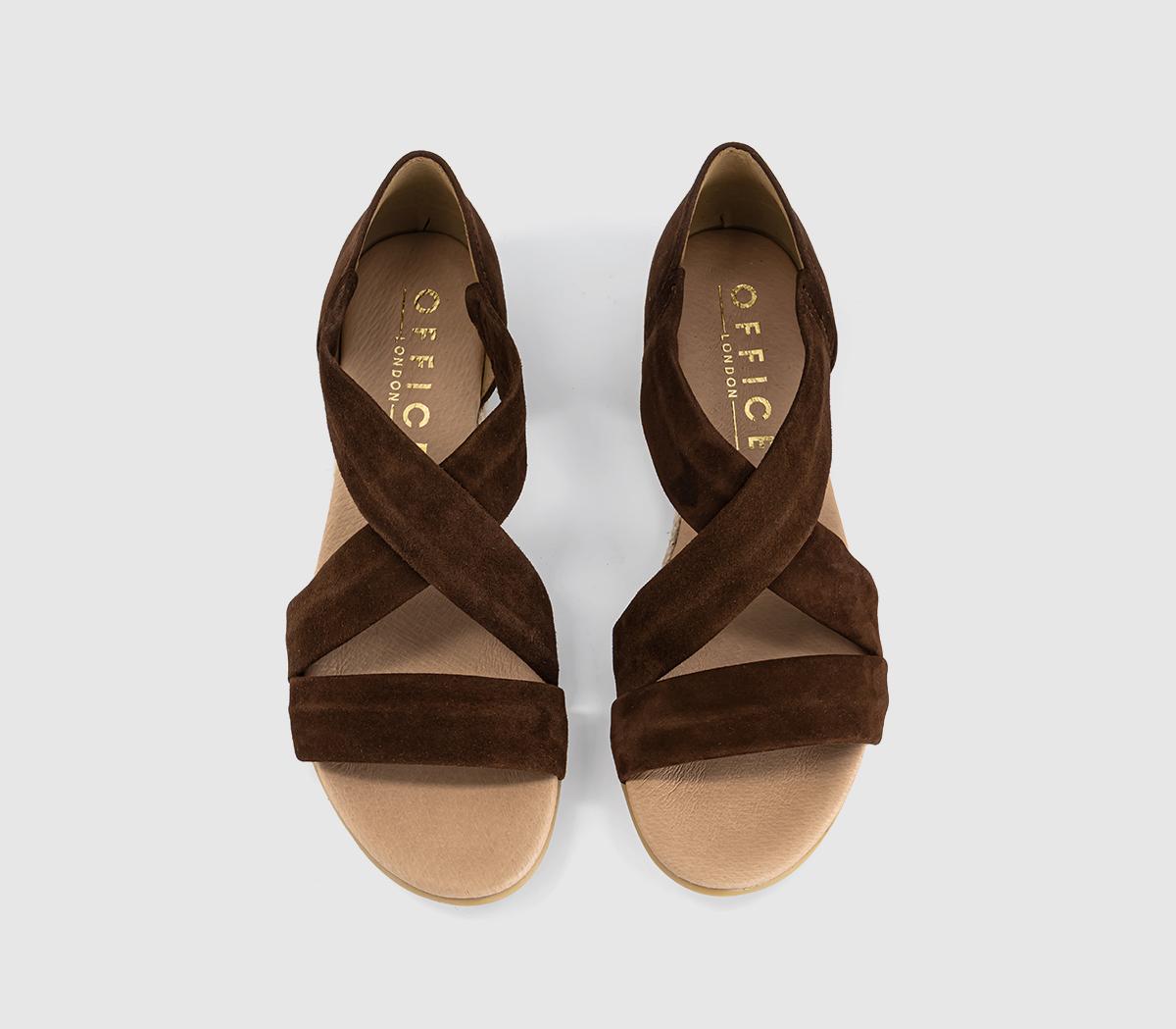 OFFICEHallie Cross Strap EspadrillesBrown Suede