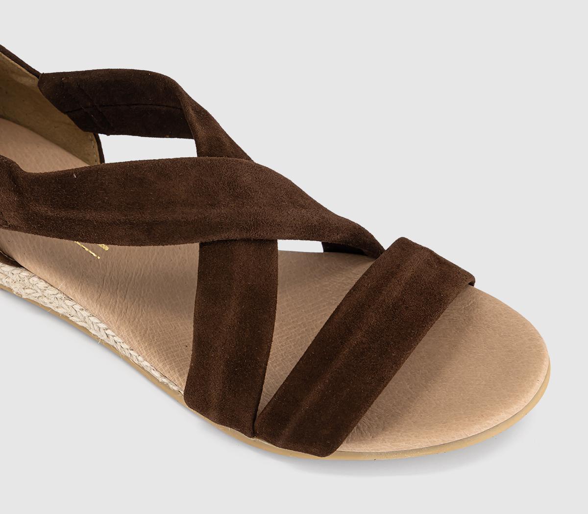 OFFICEHallie Cross Strap EspadrillesBrown Suede