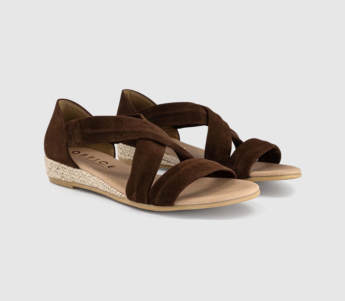 OFFICEHallie Cross Strap EspadrillesBrown Suede