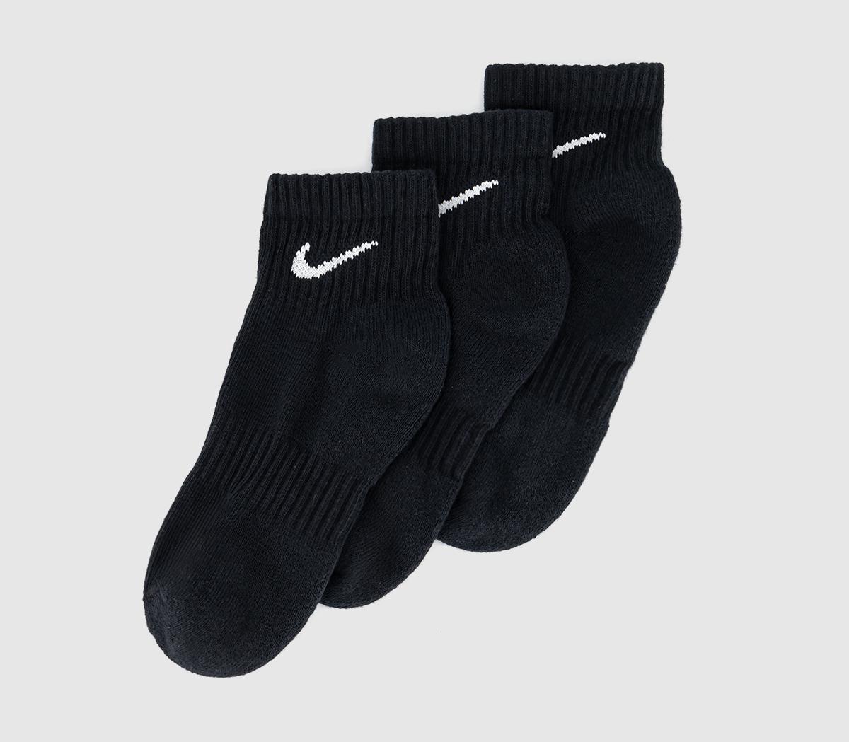 Nike Training Ankle Socks 3 Pairs Black White, S
