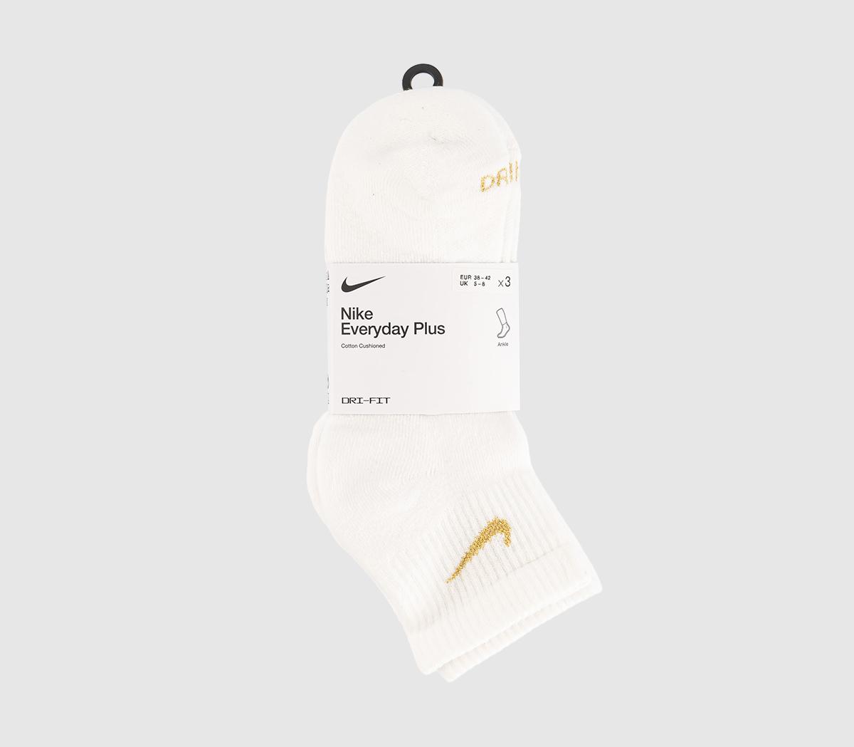 NikeTraining Ankle Socks 3 PairsWhite Gold Silver Copper
