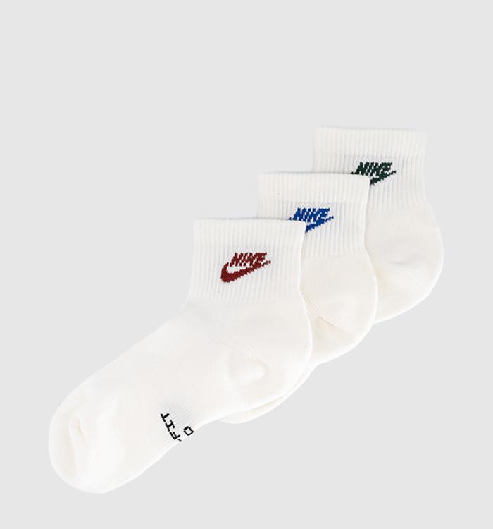 Nike Training Ankle Socks 3 Pairs Off White Grey Charcoal