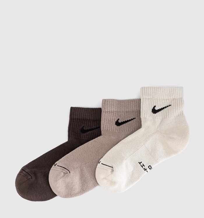 Nike Training Ankle Socks 3 Pairs Choc Neautral Milk