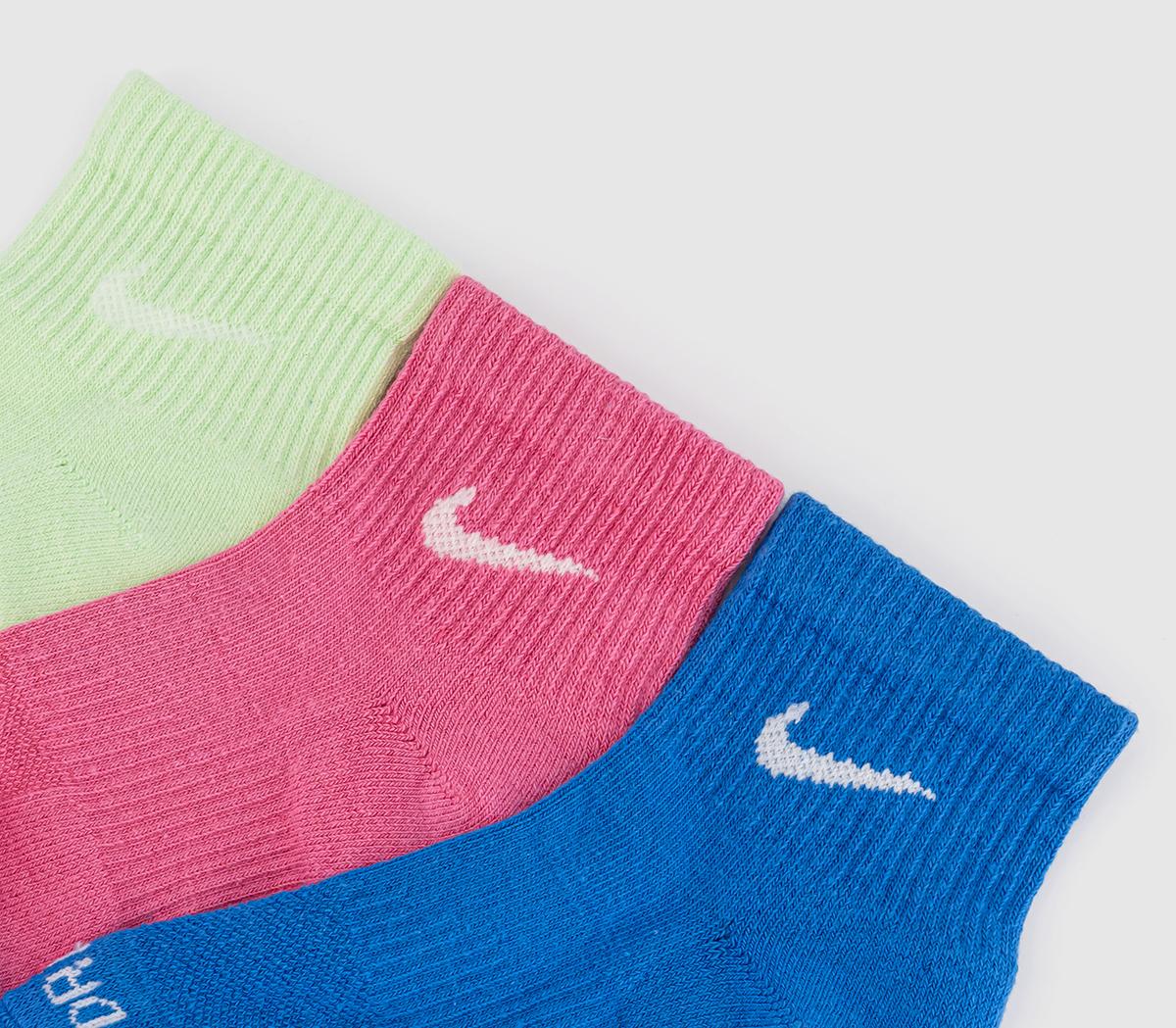 NikeTraining Ankle Socks 3 Pairs NikeTraining Ankle Socks 3 PairsBright Green Pink Blue
