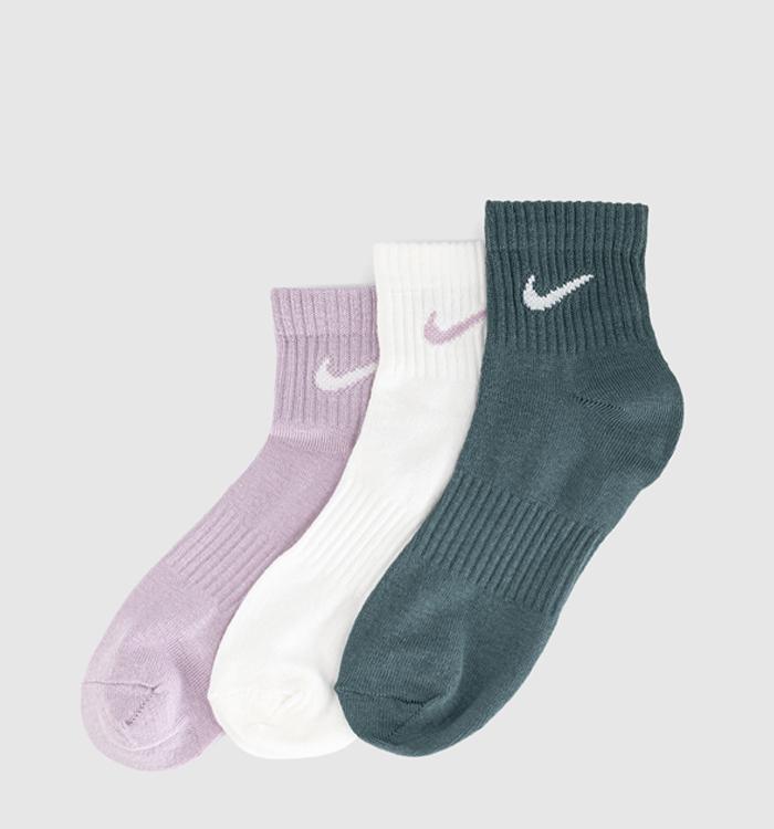 Nike Training Ankle Socks 3 Pairs Pink Green