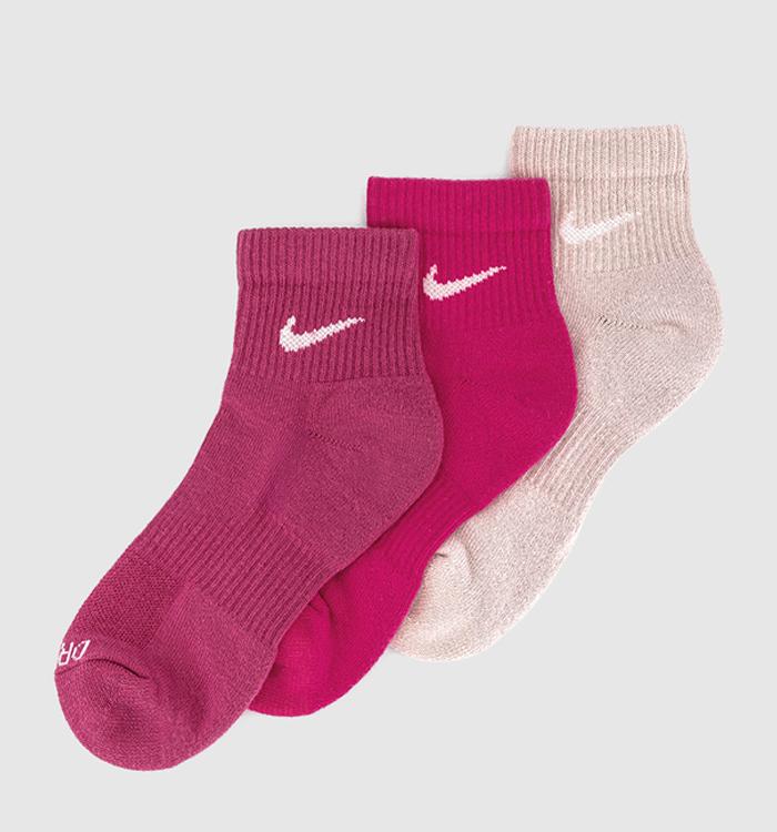 Nike Training Ankle Socks 3 Pairs Rose Cream Pink