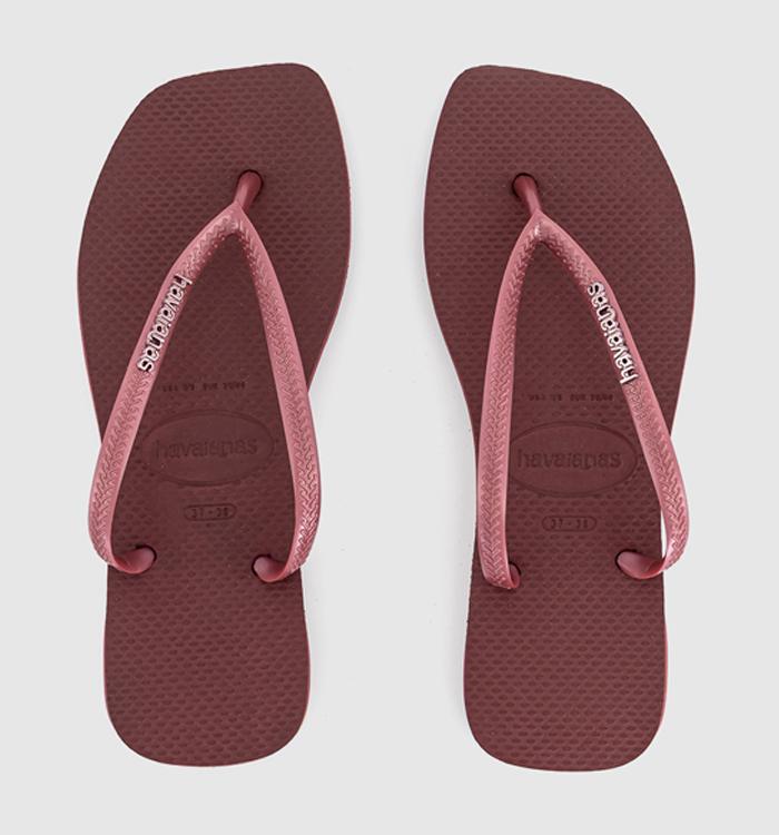 Havaianas Square Logo Metallic Flip Flops Amaranth