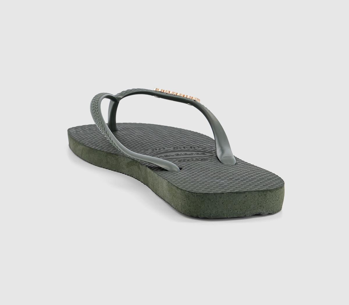 HavaianasSquare Logo Metallic Flip Flops HavaianasSquare Logo Metallic Flip FlopsOlive Green