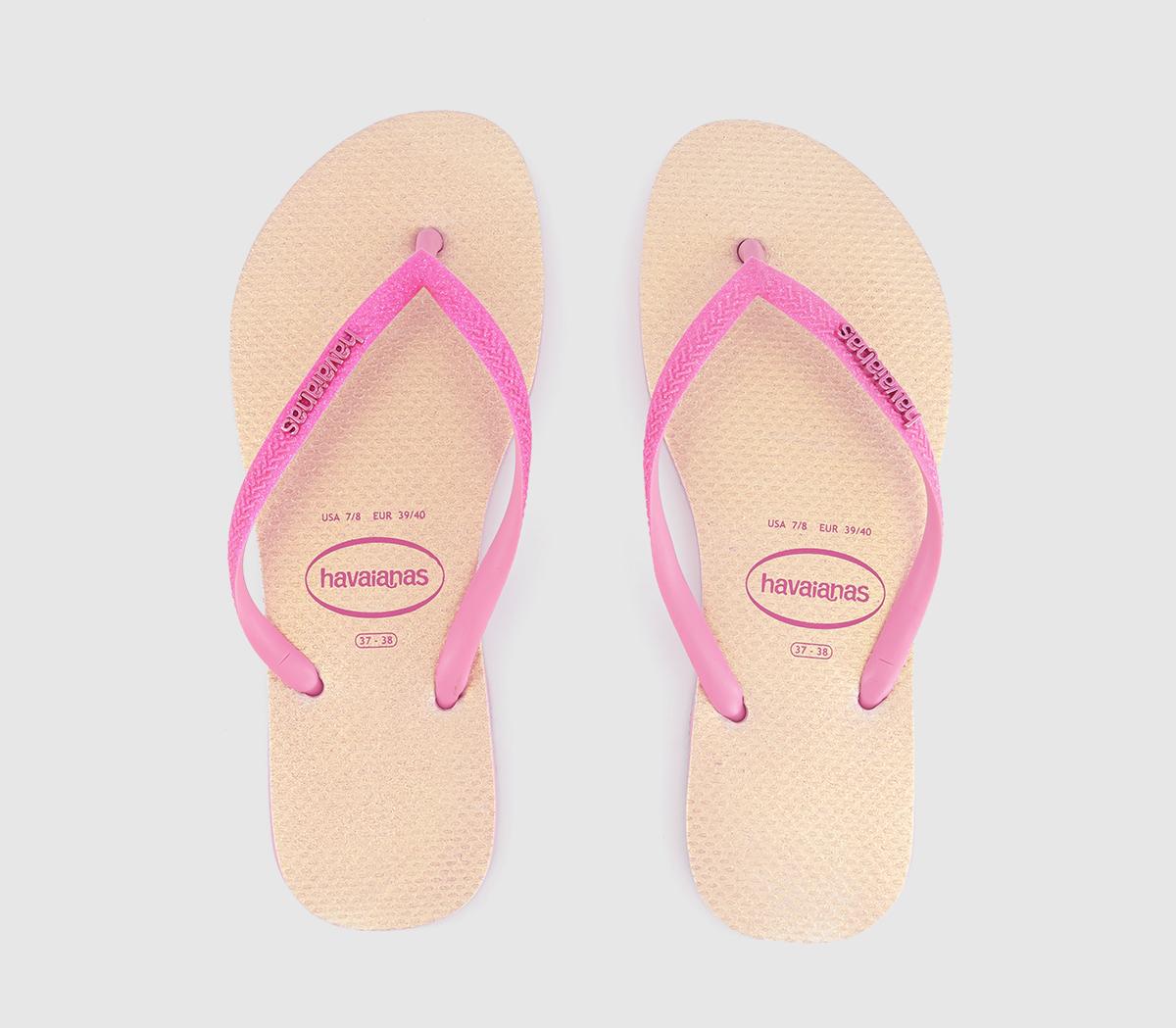 HavaianasSlim Glitter Iridescent Flip FlopsPink Lemonade