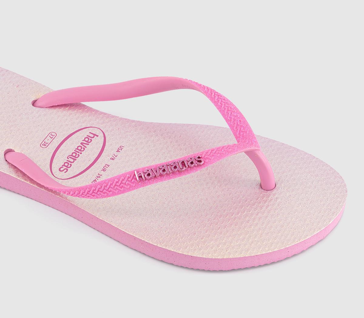 HavaianasSlim Glitter Iridescent Flip FlopsPink Lemonade