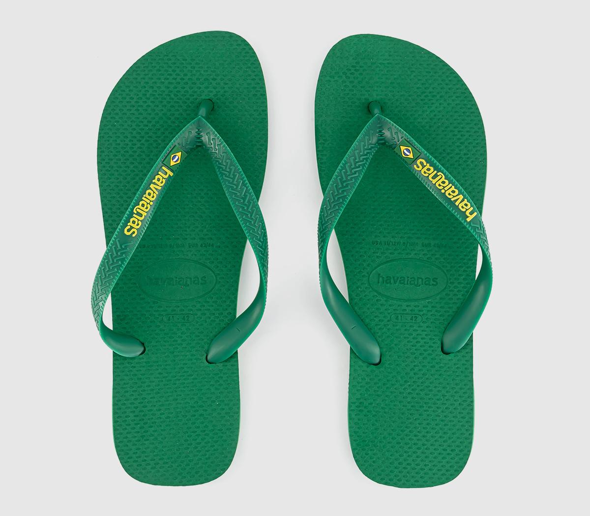 HavaianasBrasil Logo Neon Flip FlopsPatria Green Yellow Citrico