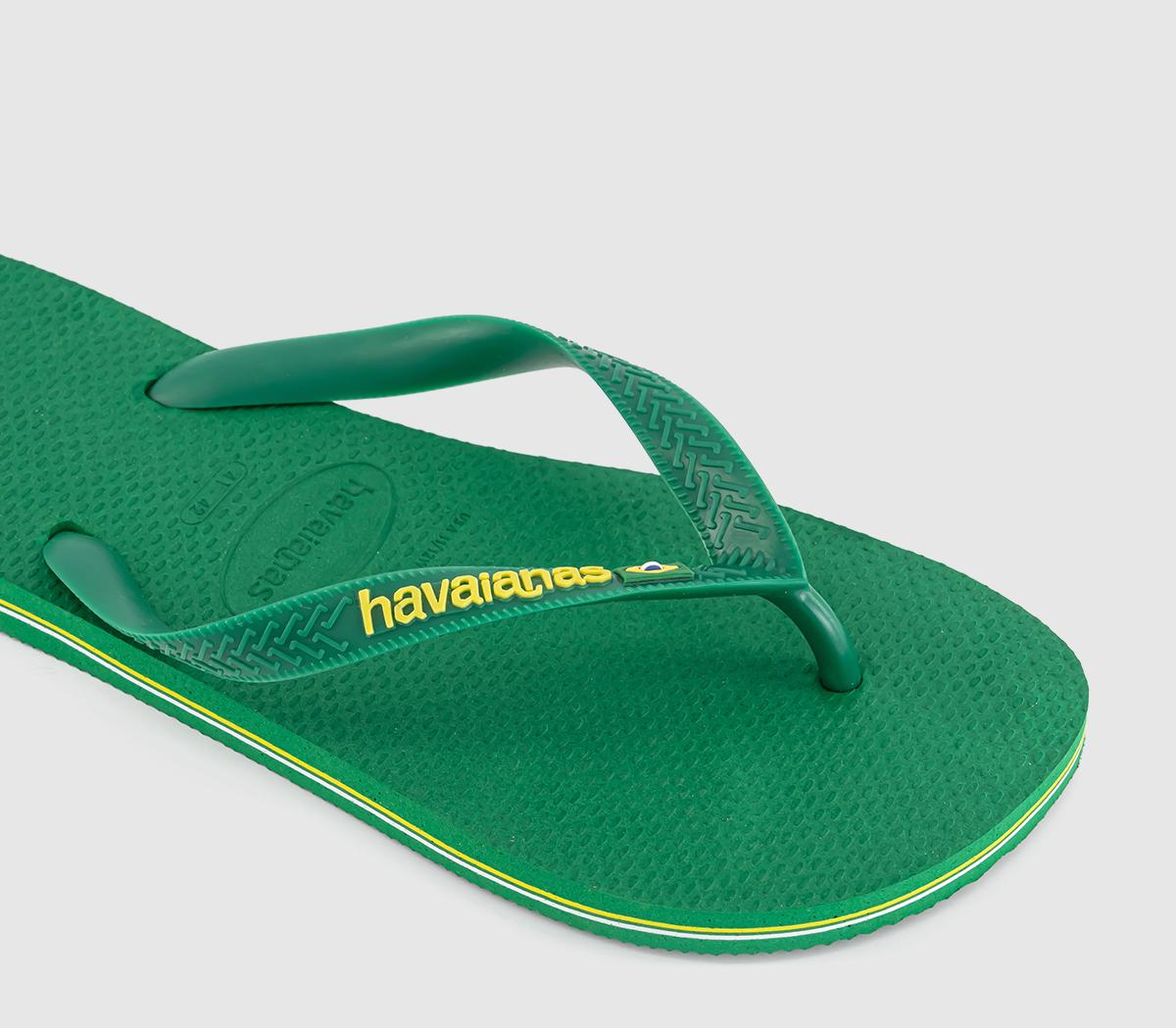 HavaianasBrasil Logo Neon Flip FlopsPatria Green Yellow Citrico