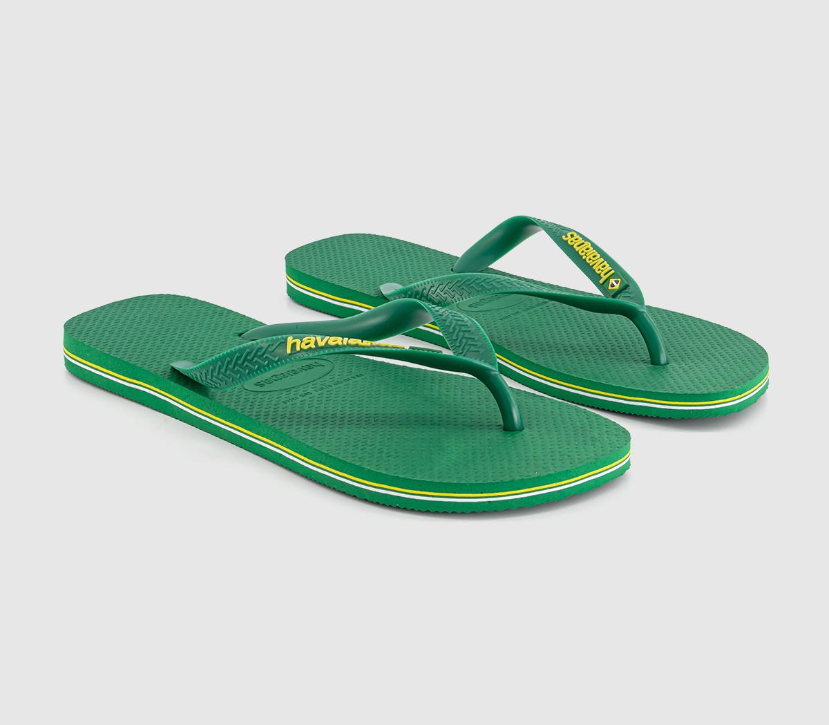 HavaianasBrasil Logo Neon Flip FlopsPatria Green Yellow Citrico