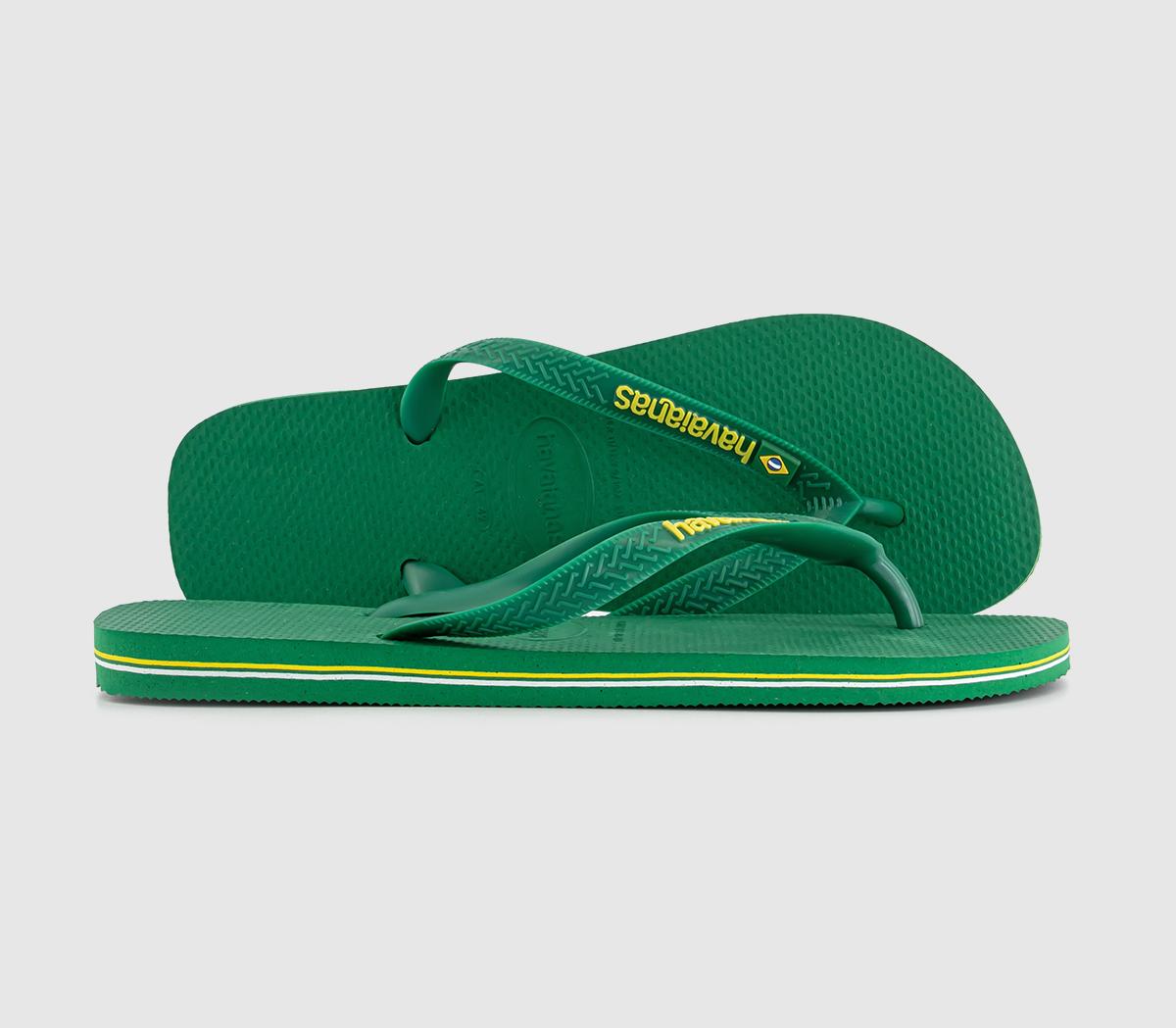 HavaianasBrasil Logo Neon Flip FlopsPatria Green Yellow Citrico