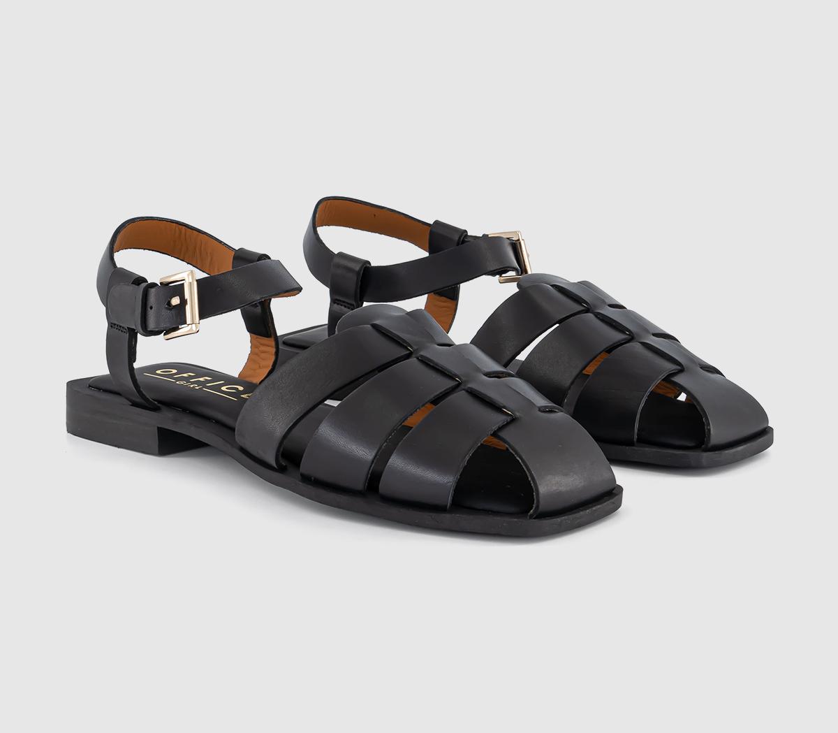 OFFICESovereign Gladiator SandalsBlack Leather