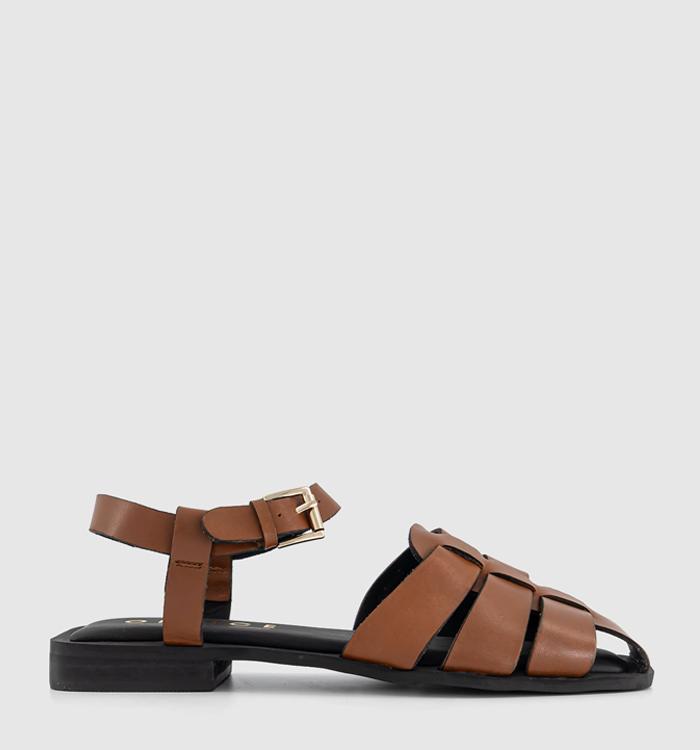 OFFICE Sovereign Gladiator Sandals Tan Leather