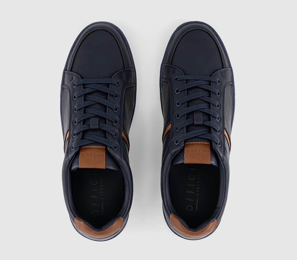 OFFICE Crouch Side Stripe Trainers Navy - Men's Casual Shoes