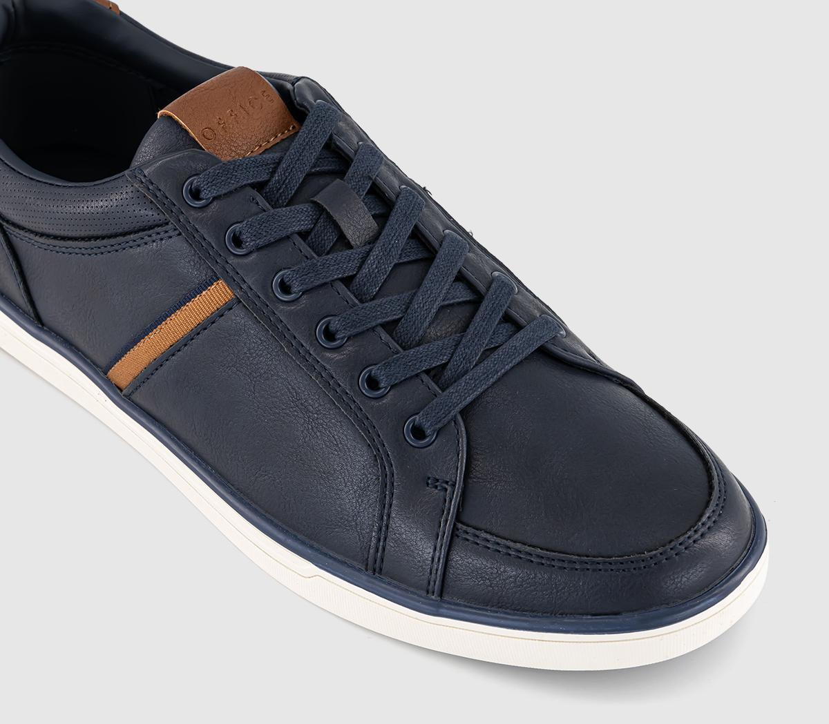 OFFICE Crouch Side Stripe Trainers Navy - Men's Casual Shoes