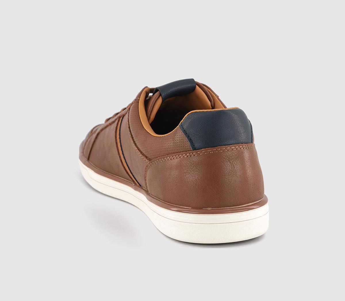 OFFICE Crouch Side Stripe Trainers Dark Tan - Men's Casual Shoes