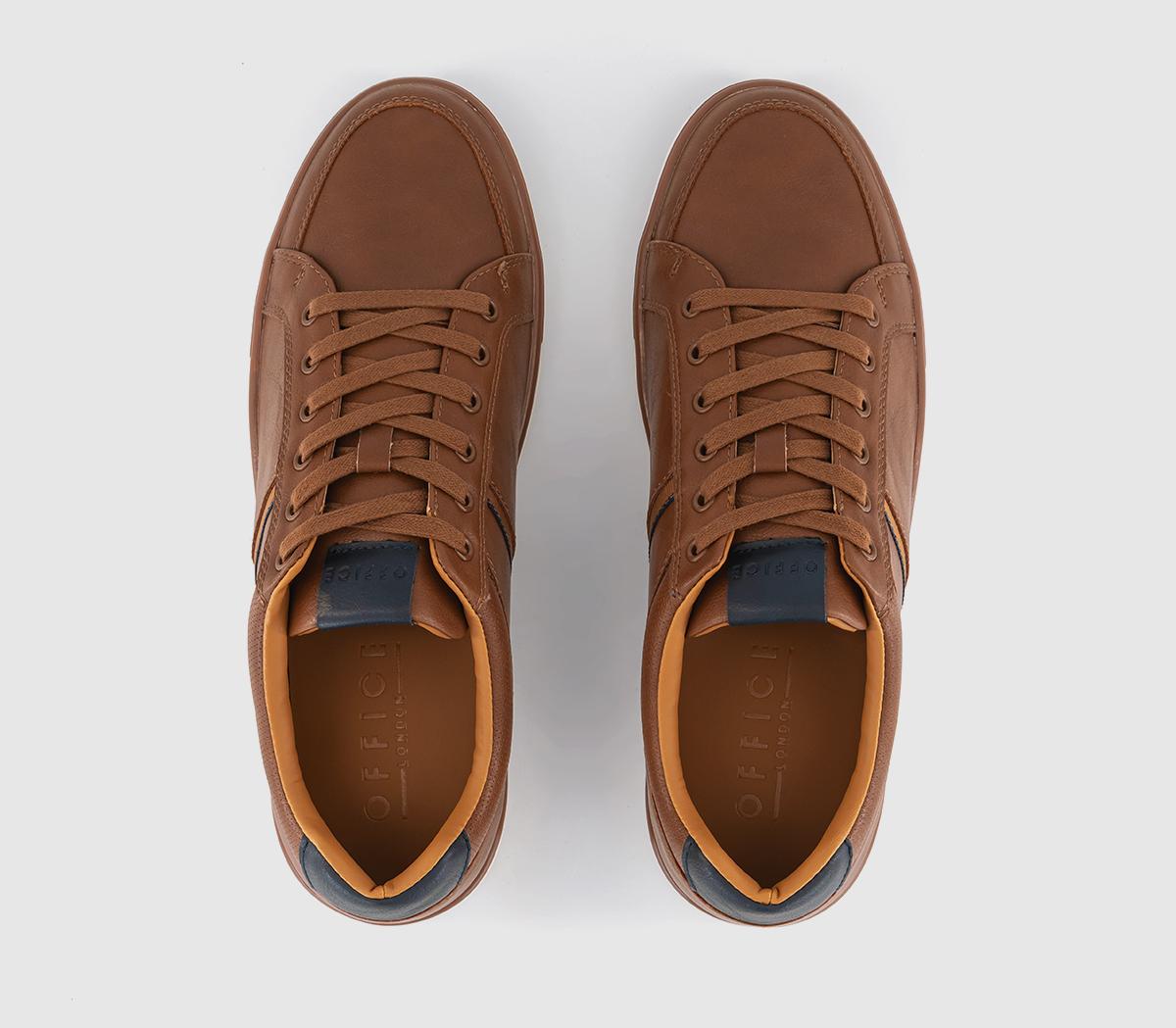 OFFICE Crouch Side Stripe Trainers Dark Tan - Men's Casual Shoes