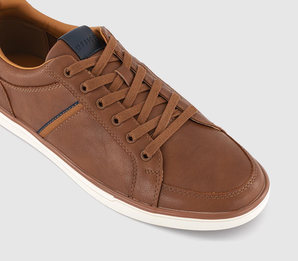 OFFICE Crouch Side Stripe Trainers Dark Tan - Men's Casual Shoes