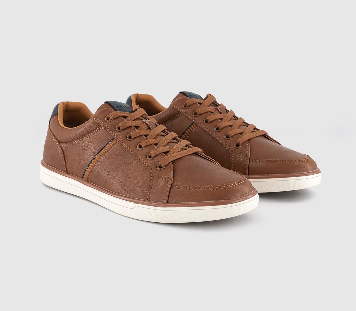 OFFICE Crouch Side Stripe Trainers Dark Tan - Men's Casual Shoes