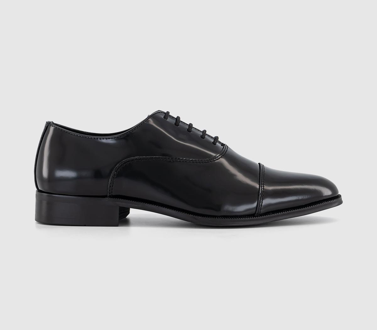 OFFICE Mens Manor Toe Cap Oxford Shoes Black Leather, 7