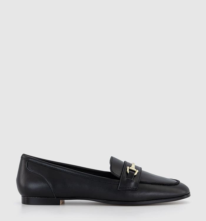 OFFICE Far Away Leather Trim Loafers Black Leather