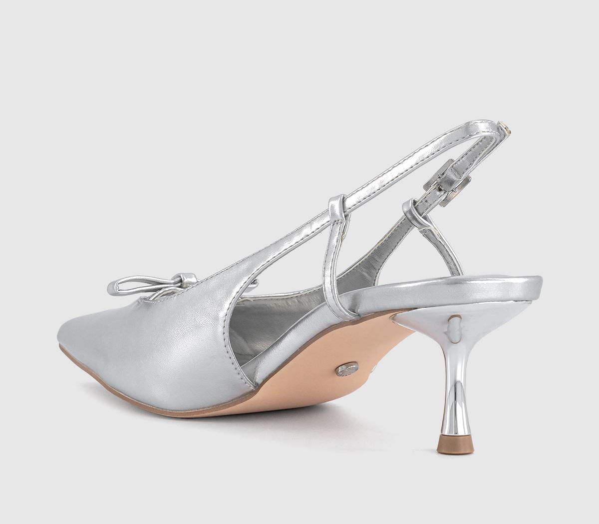 OFFICEMarina Bow Kitten Heels OFFICEMarina Bow Kitten HeelsSilver Pu