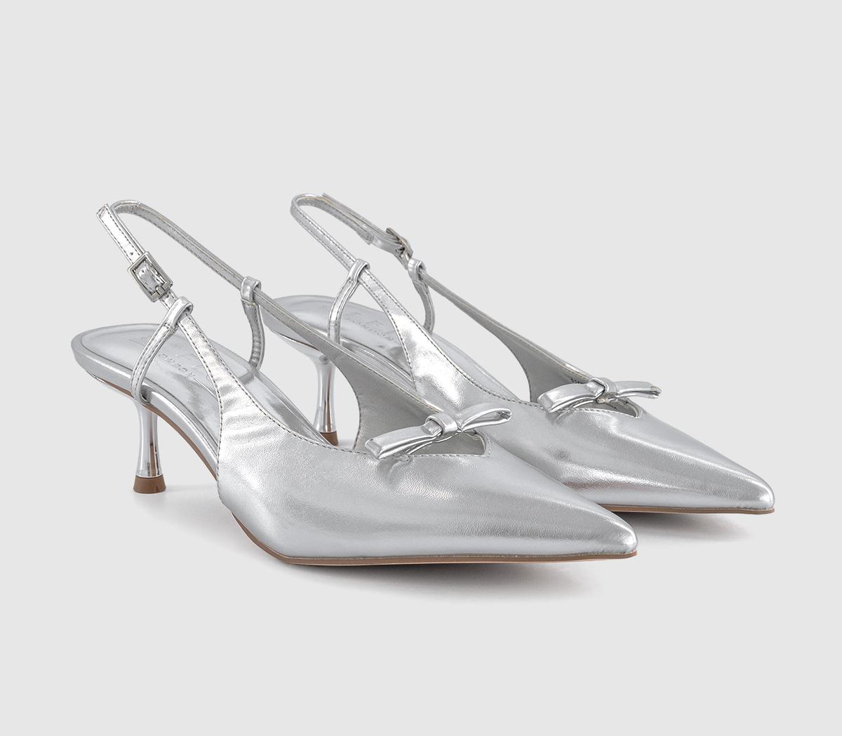 OFFICEMarina Bow Kitten Heels OFFICEMarina Bow Kitten HeelsSilver Pu