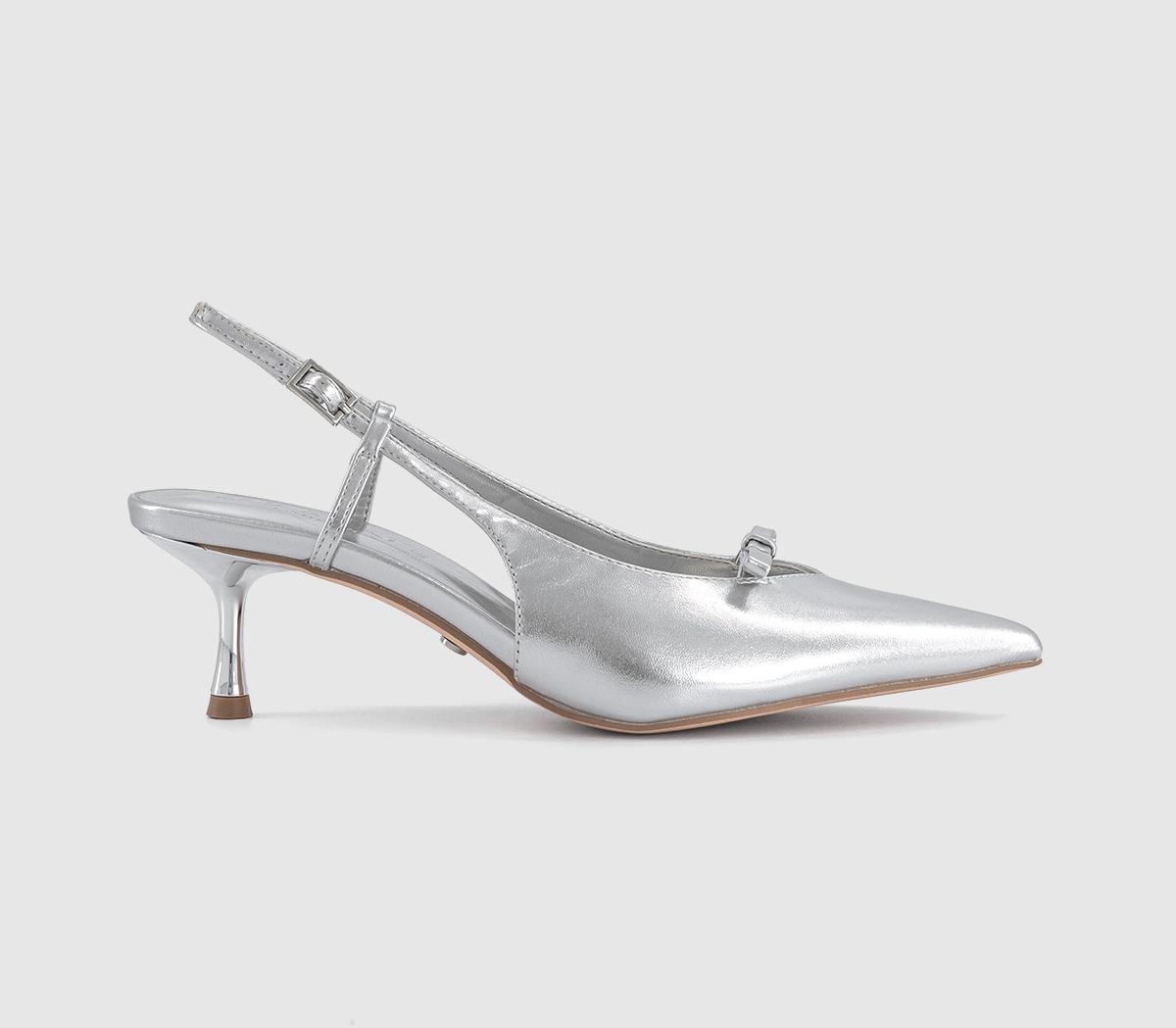 OFFICEMarina Bow Kitten Heels OFFICEMarina Bow Kitten HeelsSilver Pu