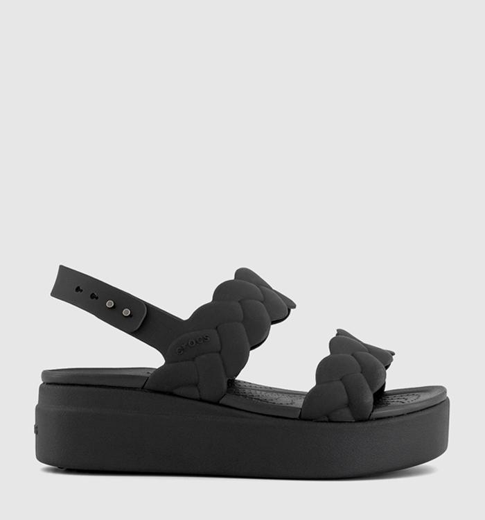 Crocs Brooklyn Low Wedge Sandals Black Woven