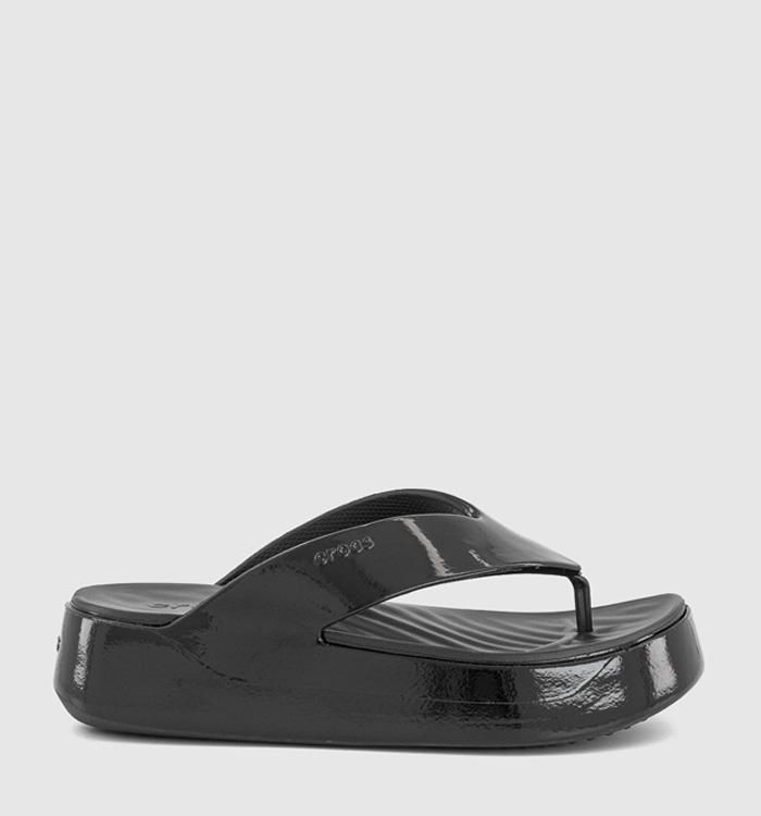 Crocs Getaway Platform Flip Flops Patent Black