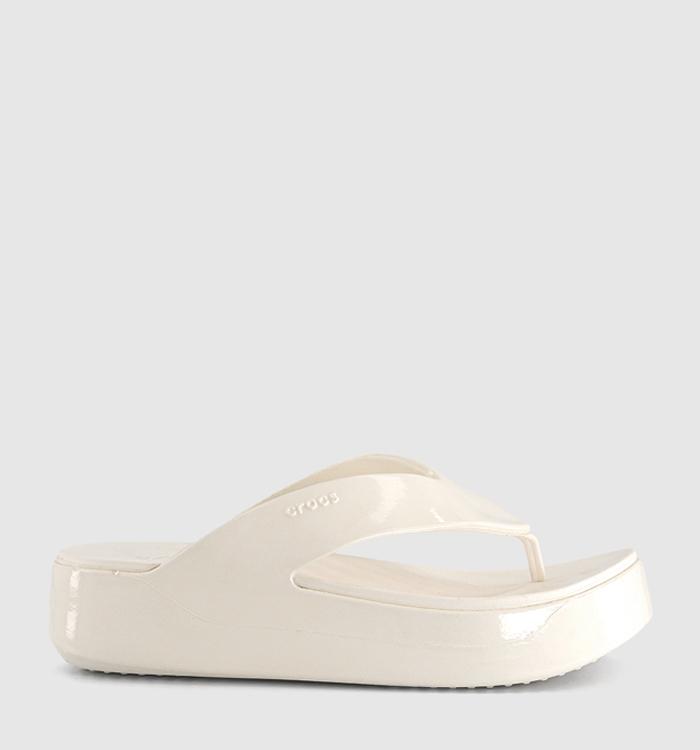 Crocs Getaway Platform Flip Flops Chalk Patent