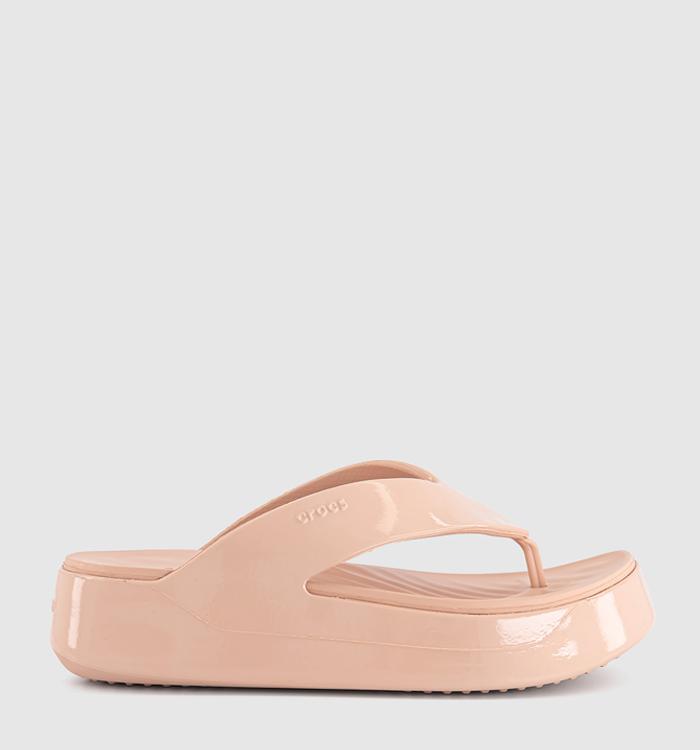 Crocs Getaway Platform Flip Flops Pink Caramel Patent