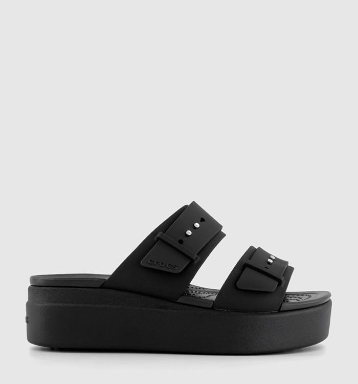 Crocs Brooklyn Buckle Low Wedge Sandals Black