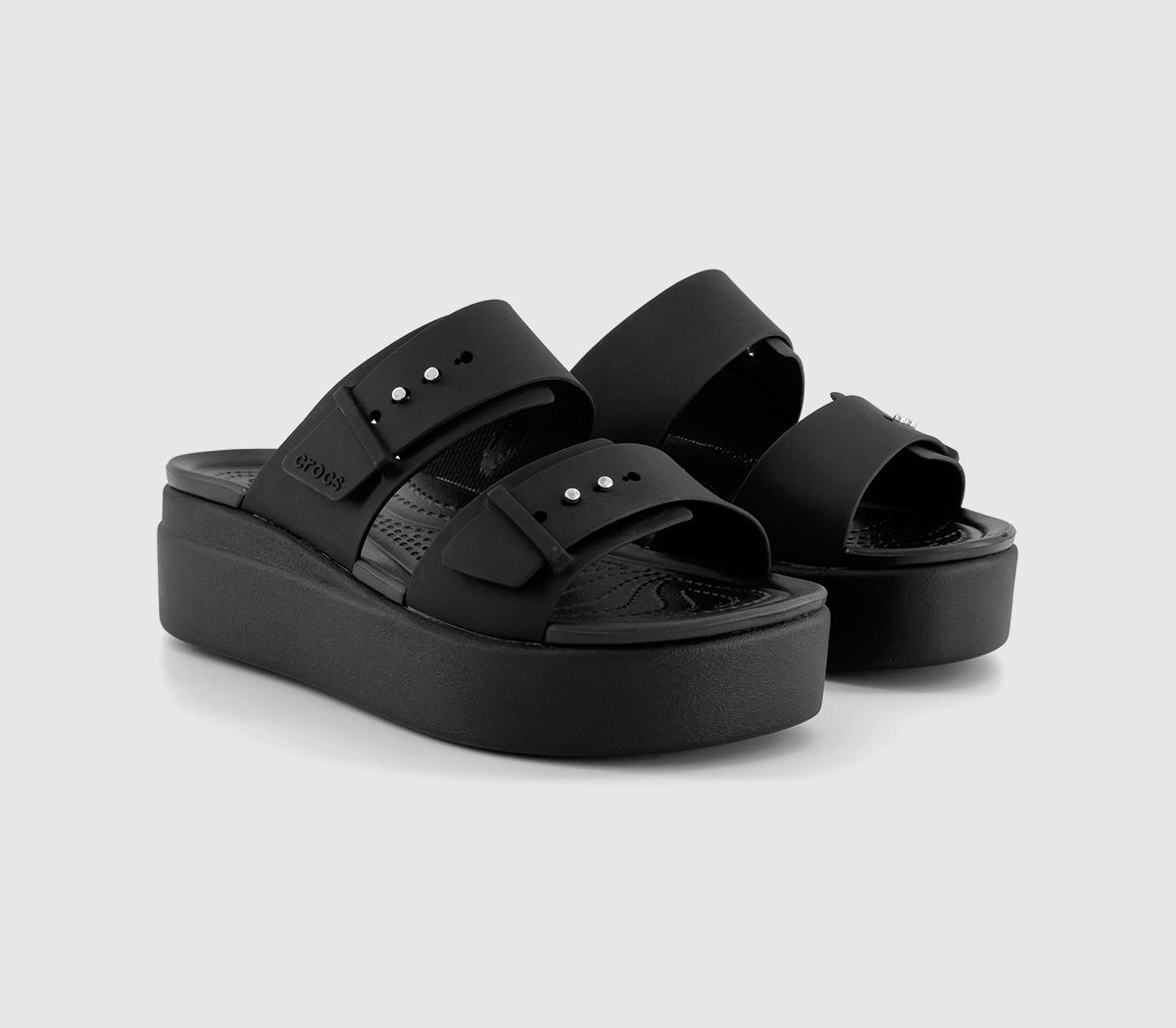 Crocs Womens Brooklyn Buckle Low Wedge Sandals Black, 7