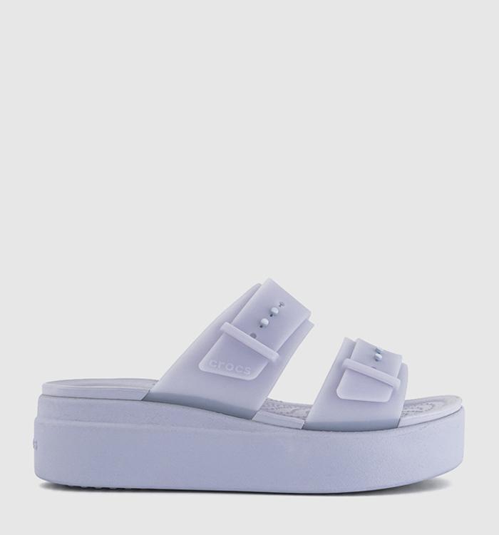 Crocs Brooklyn Buckle Low Wedge Sandals Frosted Purple Moon