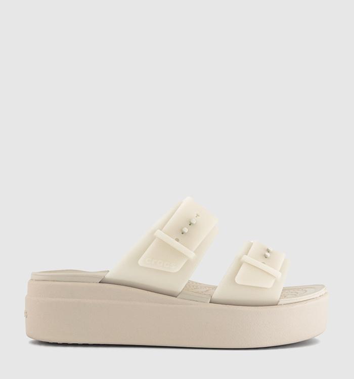 Crocs Brooklyn Buckle Low Wedge Sandals Frosted Sandstone