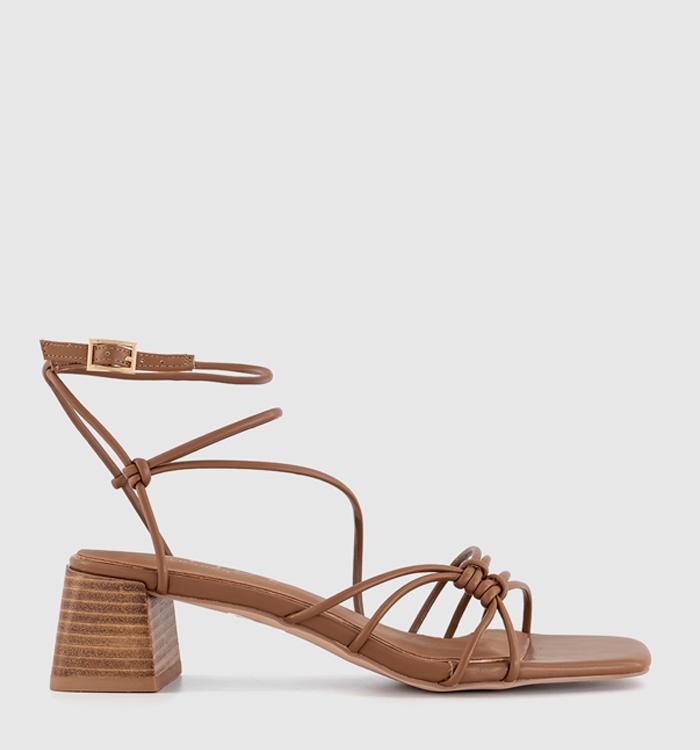 OFFICE Maria Knotted Block Heel Sandals Tan