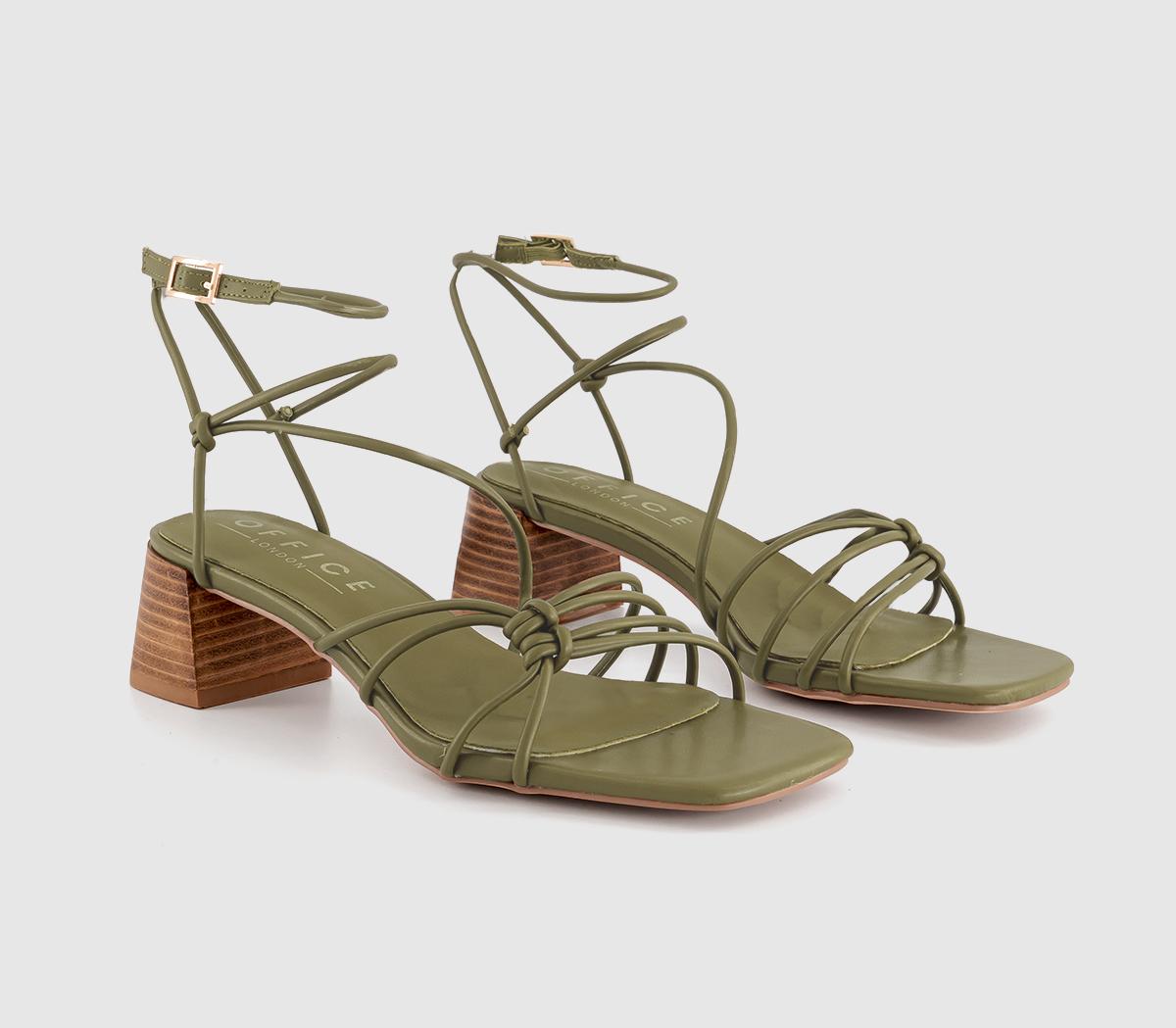 OFFICE Maria Knotted Block Heel Sandals OFFICE Maria Knotted Block Heel Sandals Khaki