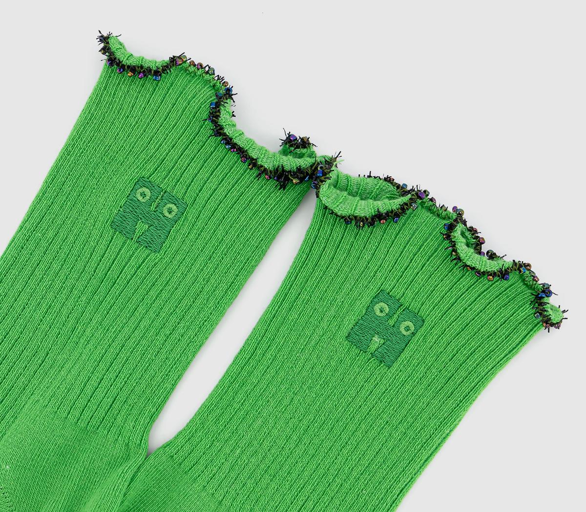 Happy SocksBeaded Scalloped Edge Crew Socks Happy SocksBeaded Scalloped Edge Crew SocksGreen