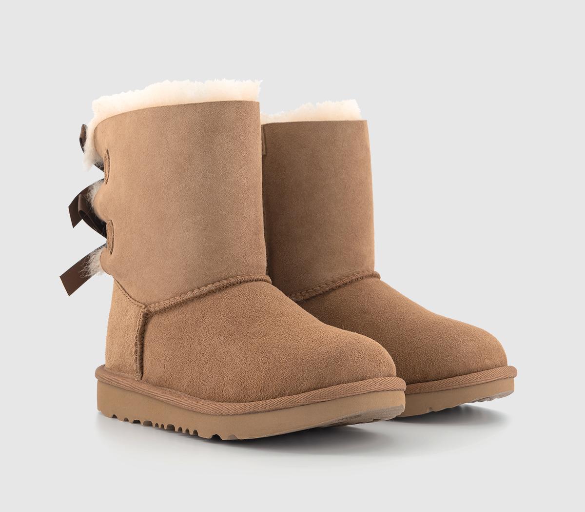UGG Kids Bailey Bow Ii Boots Chestnut Tan, 12 youth
